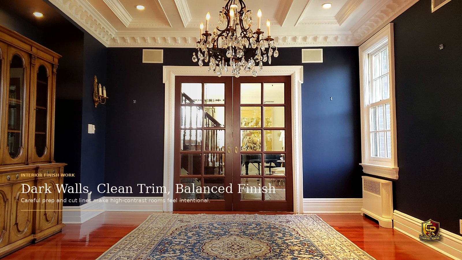 Formal Dining Dark Wall Finish
